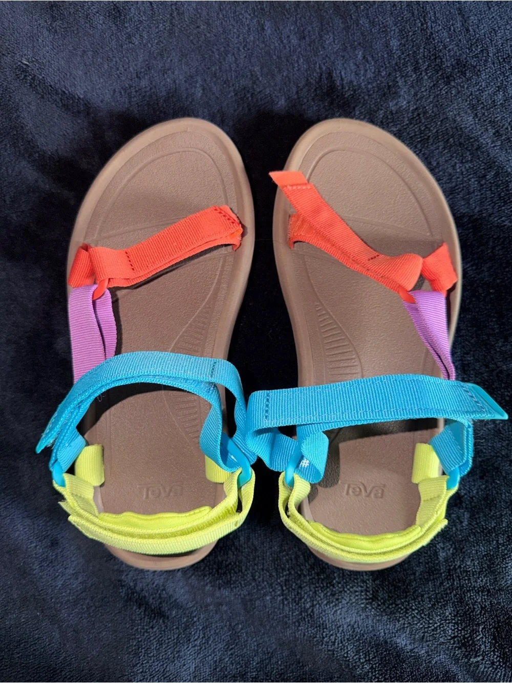 Teva Multicolor Strap Sandals with Brown Footbed
